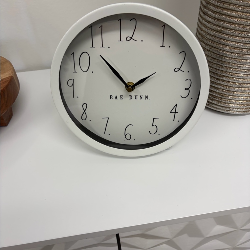 Rae Dunn Black and White Table Top Clock
